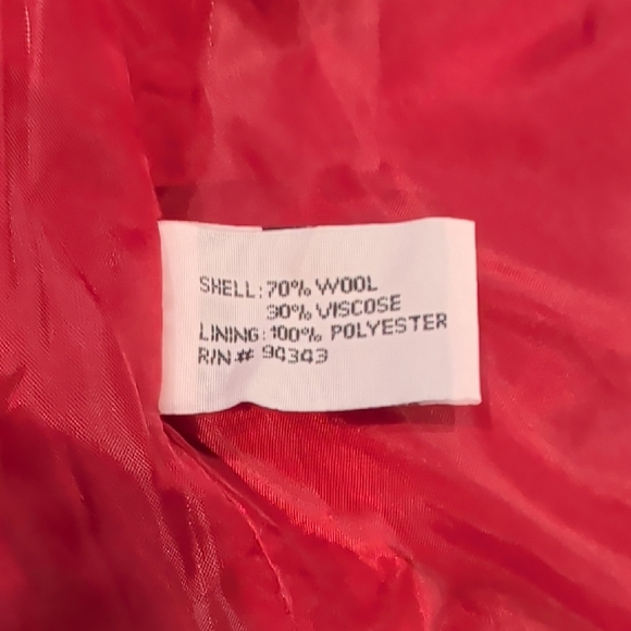 Women's Raspberry Colored Double-Breasted Coat - Picture 9 of 9